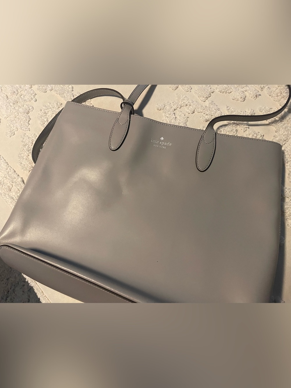 kate spade smooth gray leather tote